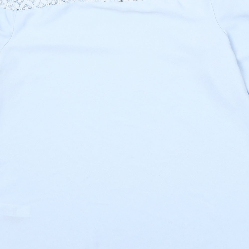 F&F Womens Blue  Cotton Basic Blouse Size 6 Round Neck