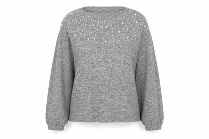 Savida Womens Grey Round Neck Geometric Polyester Pullover Jumper Size L