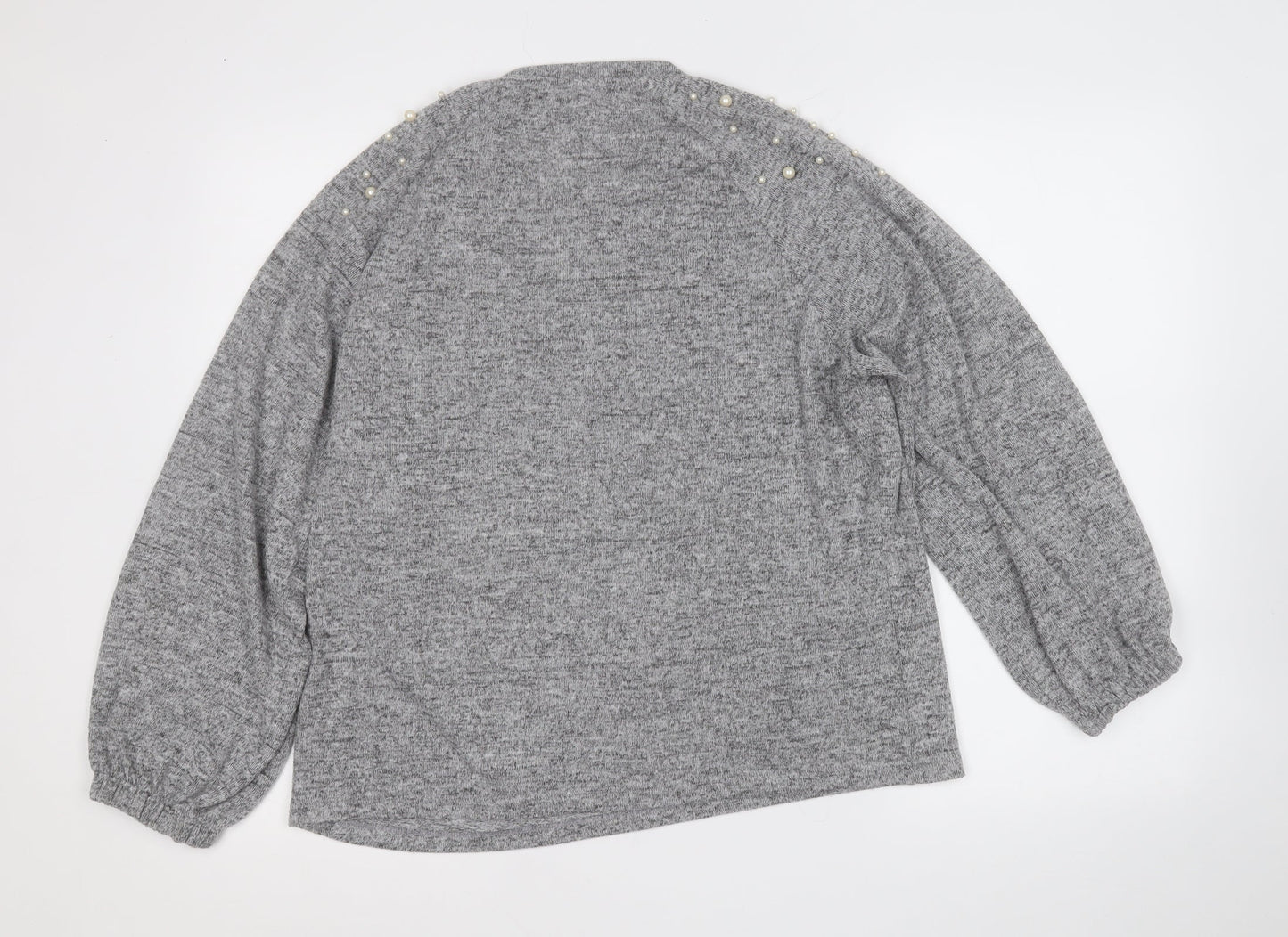 Savida Womens Grey Round Neck Geometric Polyester Pullover Jumper Size L