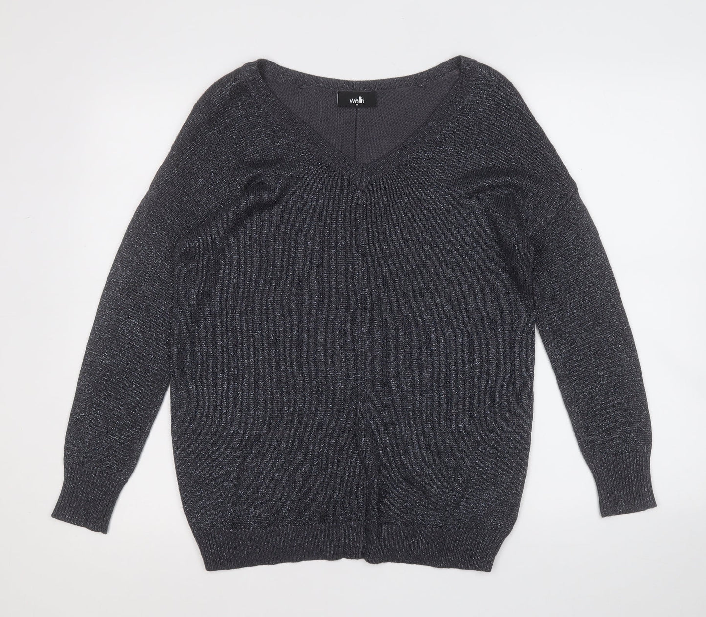 Wallis Womens Grey Round Neck  Viscose Pullover Jumper Size M