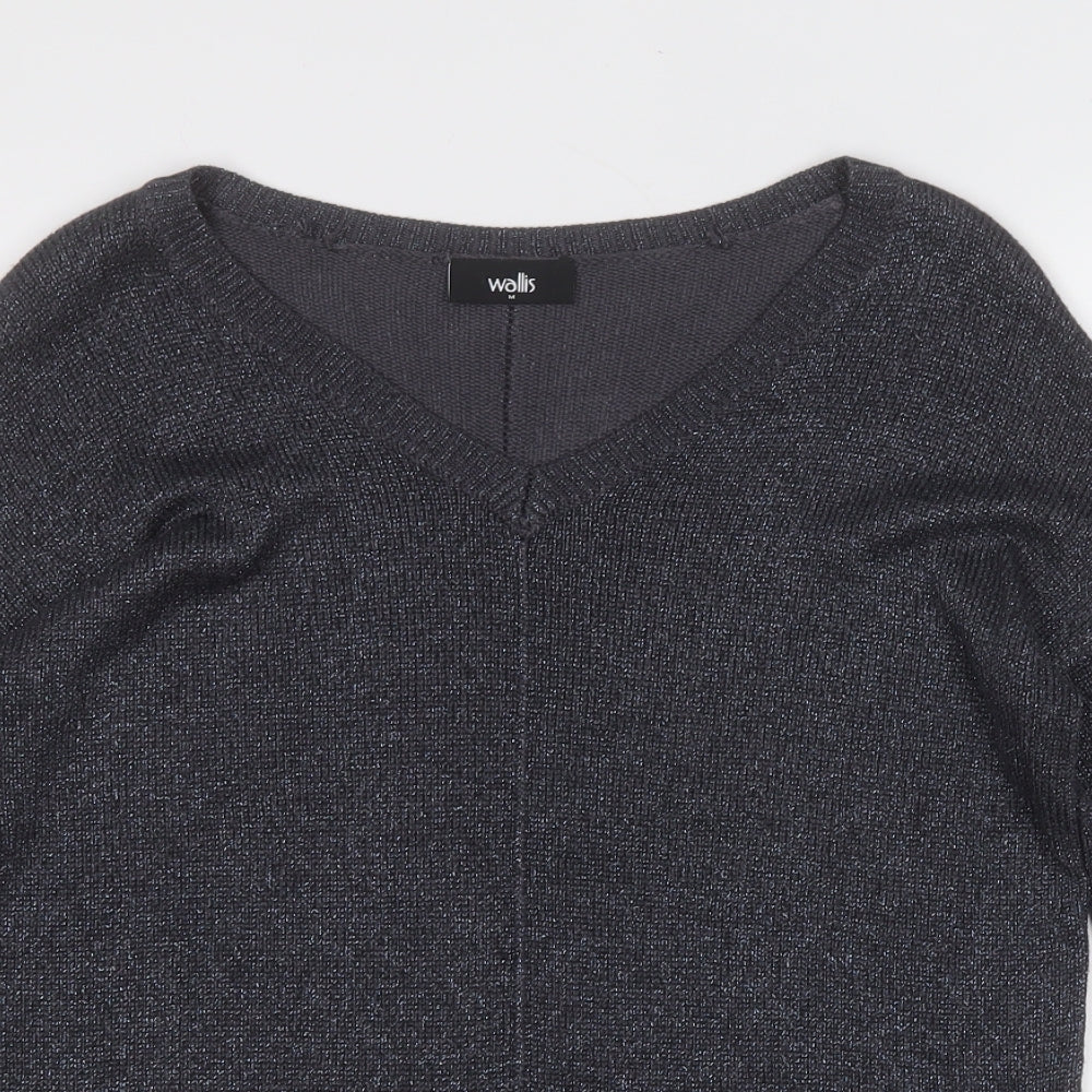 Wallis Womens Grey Round Neck  Viscose Pullover Jumper Size M