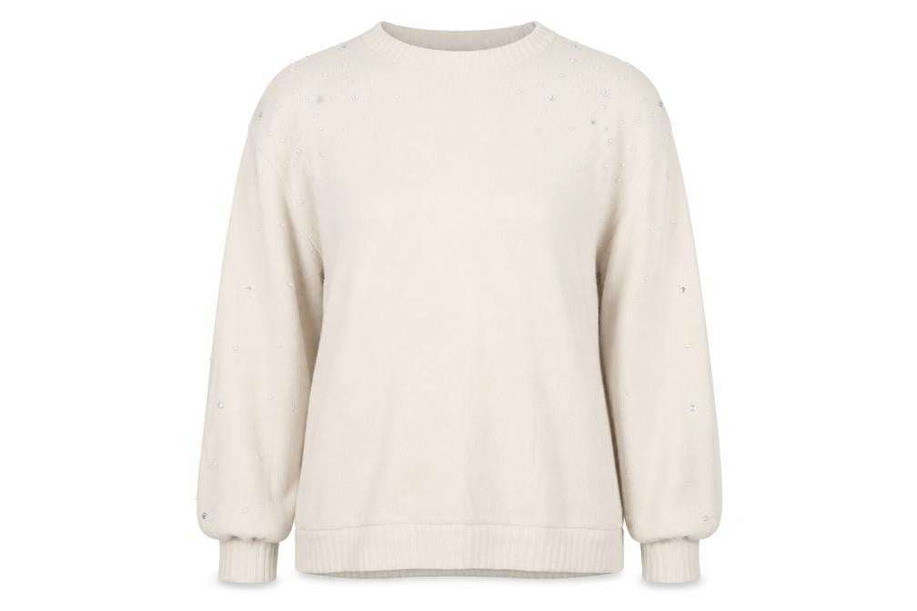 F&F Womens Beige Round Neck  Polyester Pullover Jumper Size 14