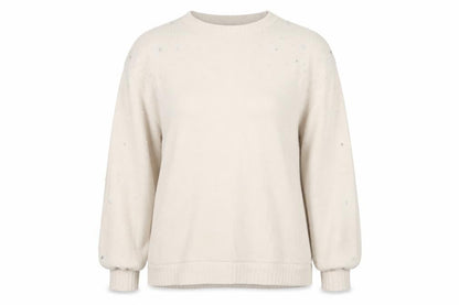 F&F Womens Beige Round Neck  Polyester Pullover Jumper Size 14