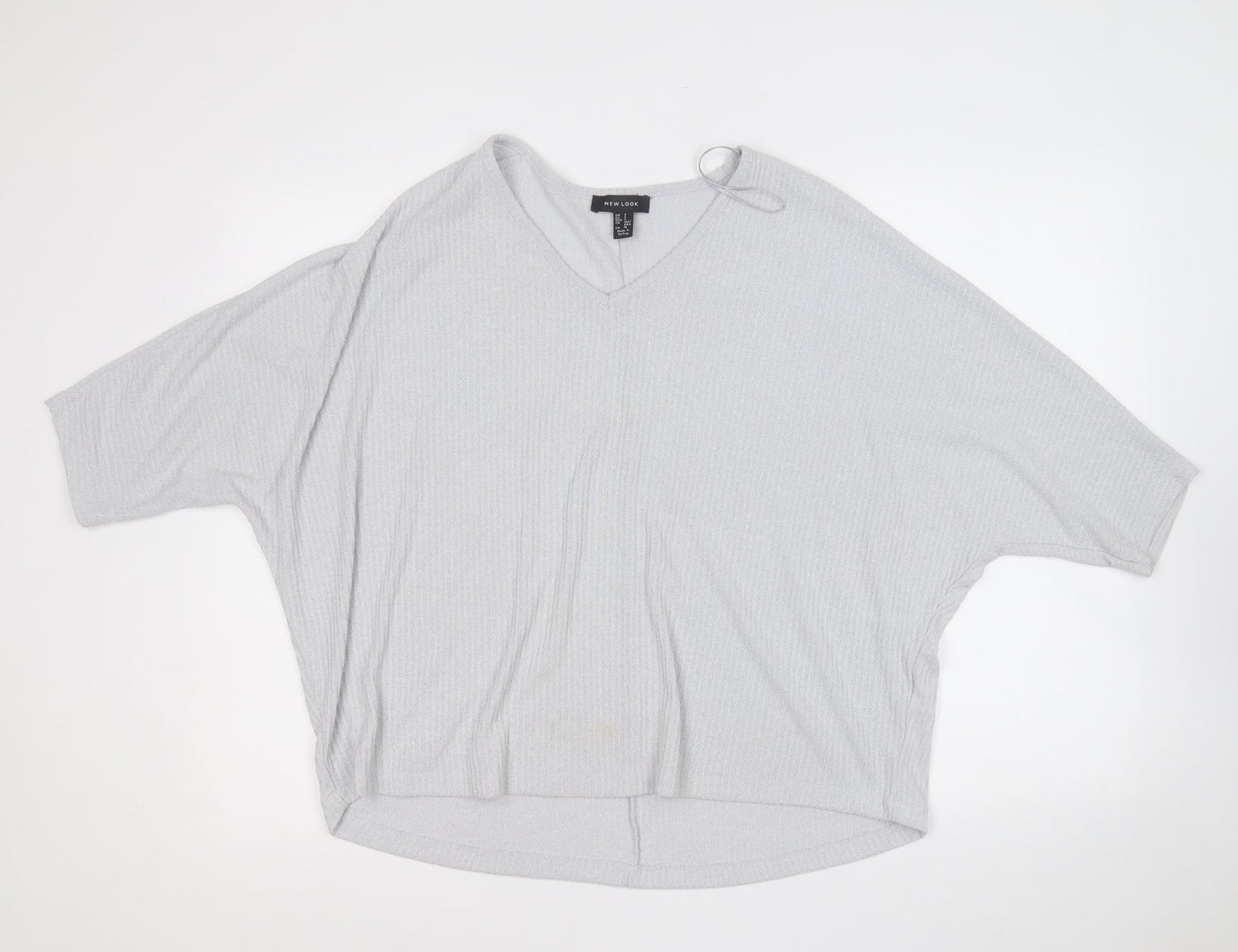 New Look Womens Grey  Viscose Basic Blouse Size S Round Neck