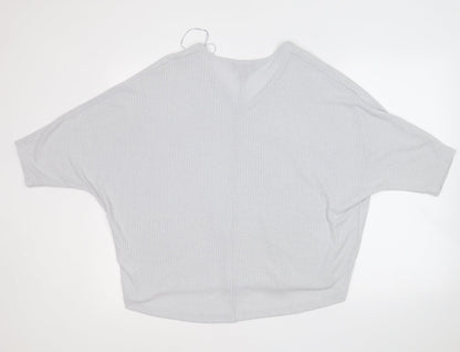 New Look Womens Grey  Viscose Basic Blouse Size S Round Neck