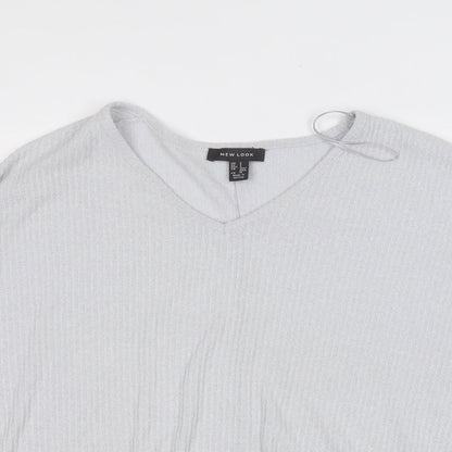 New Look Womens Grey  Viscose Basic Blouse Size S Round Neck