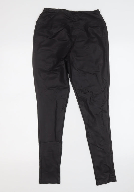 Boohoo Womens Black  Polyester Jegging Trousers Size 10 L25 in Regular  - Pleather