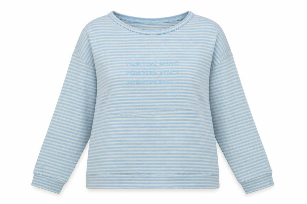 TU Womens Blue Round Neck Striped Polyester Pullover Jumper Size 10