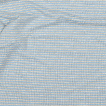 Tu Womens Blue Round Neck Striped Polyester Pullover Jumper Size 10