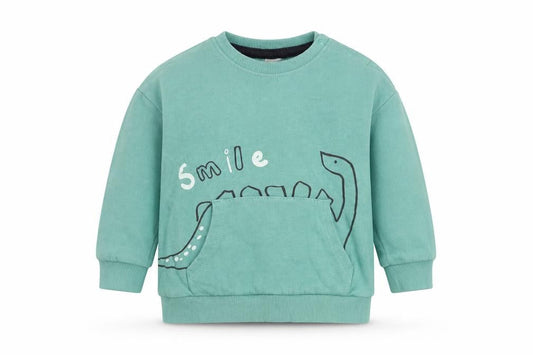 So Cute Baby Green  Cotton Pullover Jumper Size 12-18 Months  Snap - Dino