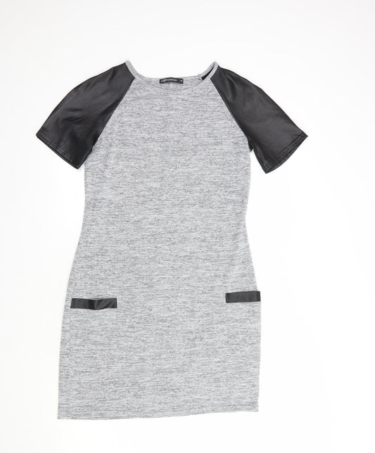 Internacionale Womens Grey  Polyester T-Shirt Dress  Size 10  Crew Neck Pullover