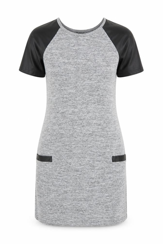 Internacionale Womens Grey  Polyester T-Shirt Dress  Size 10  Crew Neck Pullover