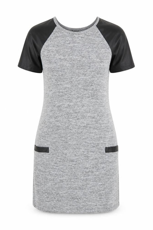 Internacionale Womens Grey  Polyester T-Shirt Dress  Size 10  Crew Neck Pullover