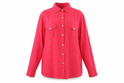 Oasis Womens Red  Cotton Basic Button-Up Size 16 V-Neck
