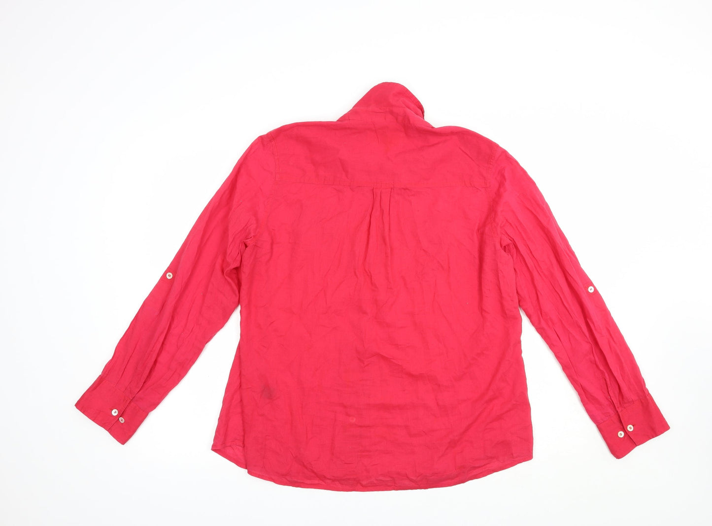 Oasis Womens Red  Cotton Basic Button-Up Size 16 V-Neck