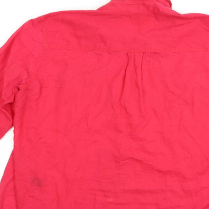 Oasis Womens Red  Cotton Basic Button-Up Size 16 V-Neck