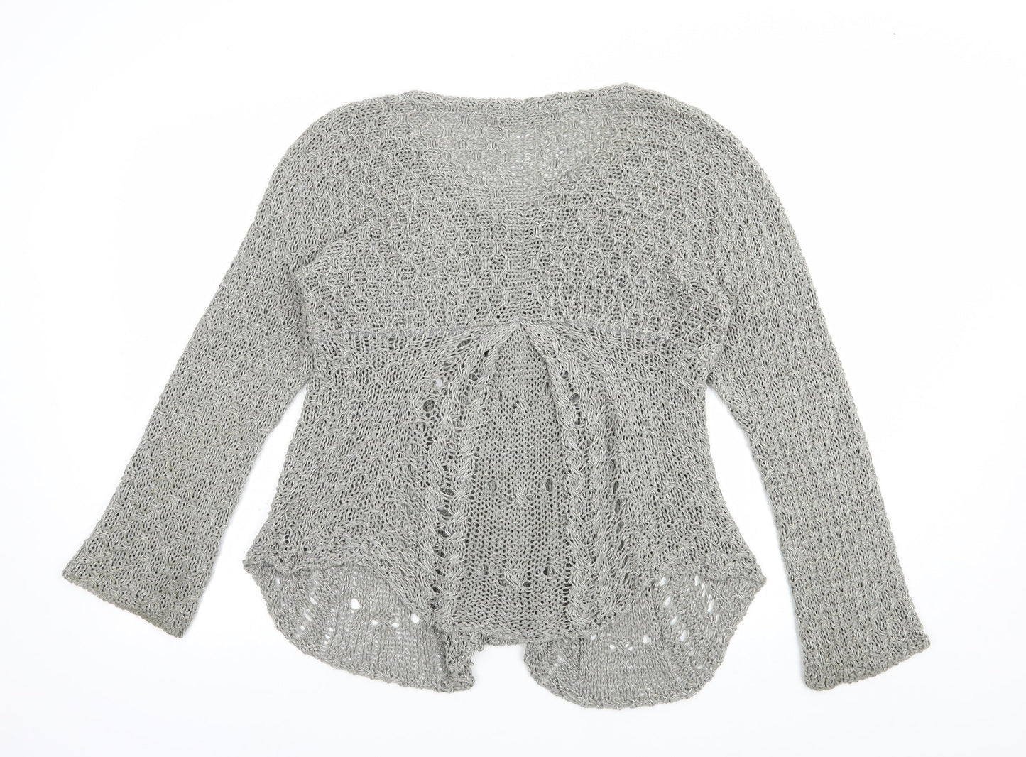 Peruzzi Womens Grey V-Neck  Acrylic Cardigan Jumper Size M