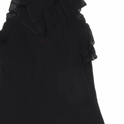 Miss Selfridge Womens Black  Polyester Basic Blouse Size 8 High Neck