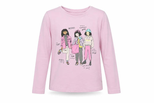 Dunnes Girls Pink  Cotton Pullover T-Shirt Size 6-7 Years Crew Neck Pullover - Girl Squad