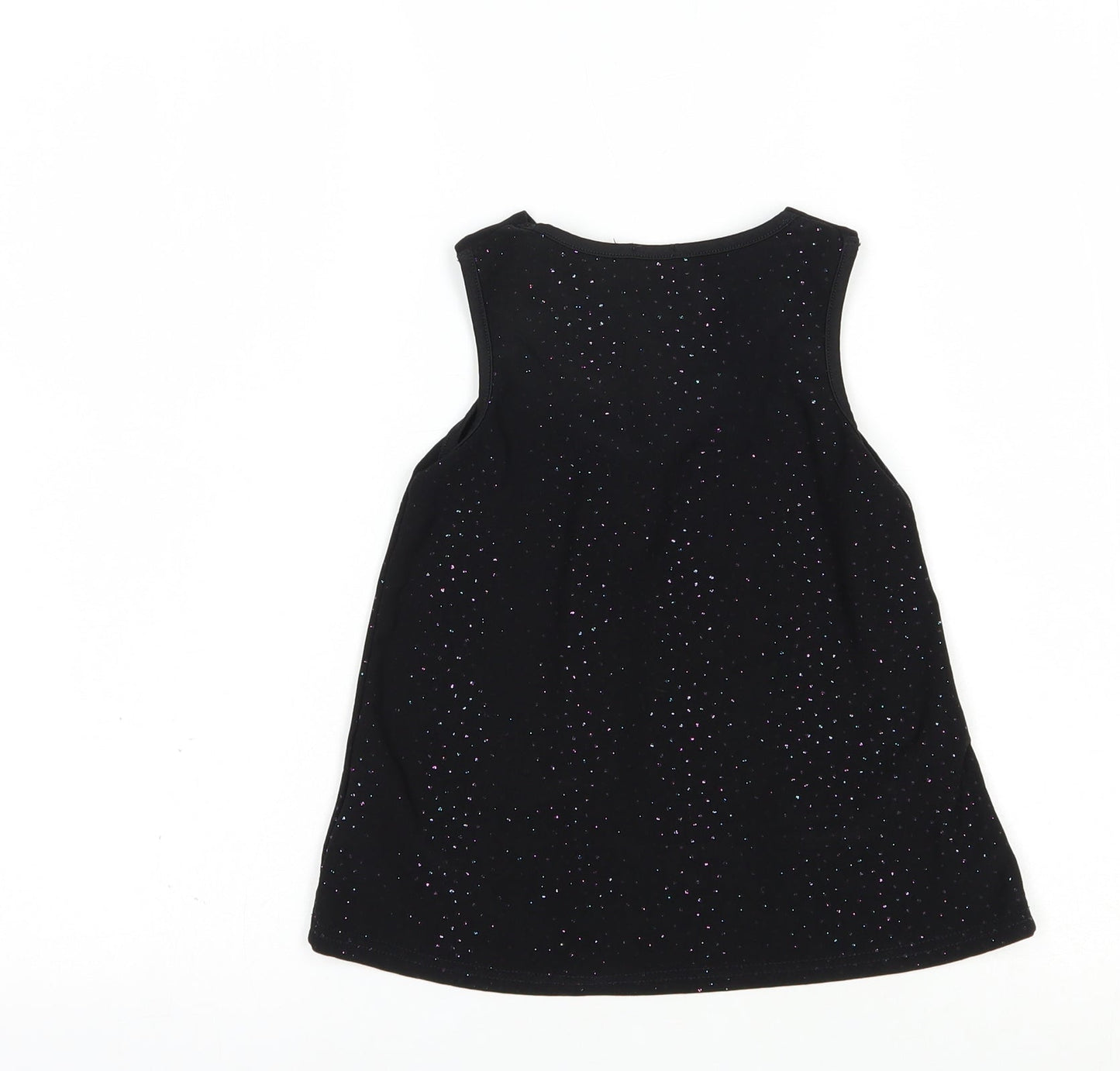 Matalan Girls Black  Polyester Pullover Blouse Size 4-5 Years V-Neck Pullover