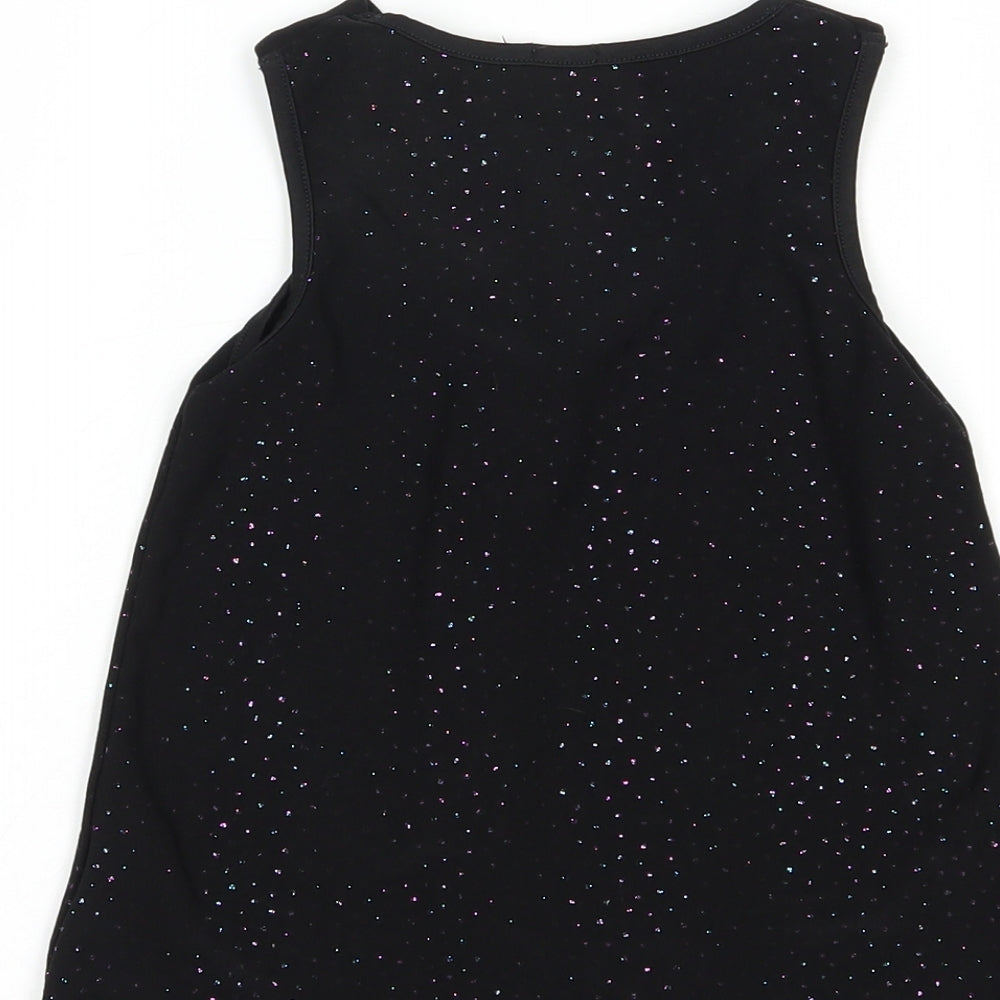 Matalan Girls Black  Polyester Pullover Blouse Size 4-5 Years V-Neck Pullover