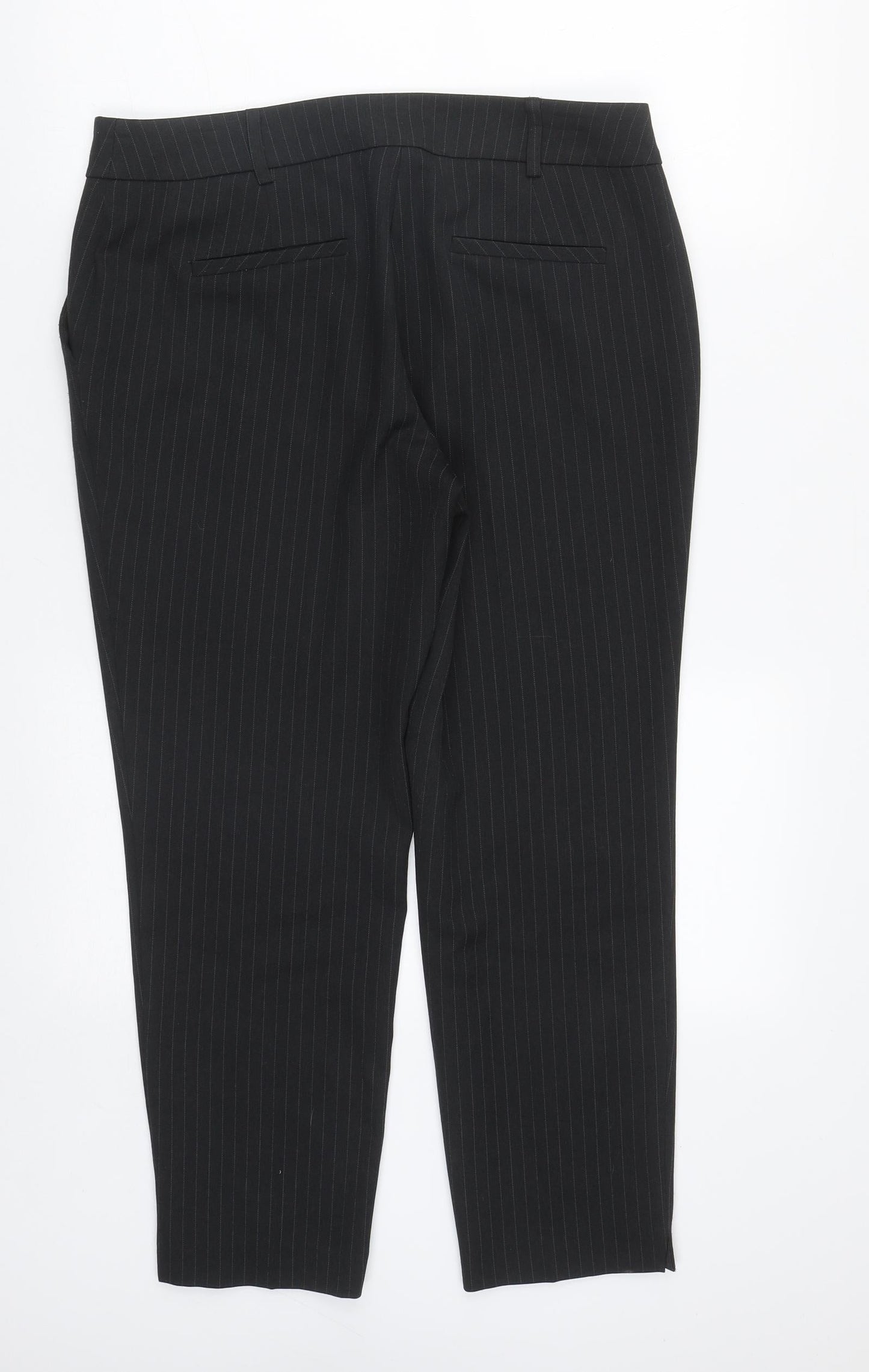 Dorothy Perkins Womens Black Striped Polyester Trousers  Size 12 L27 in Regular Zip