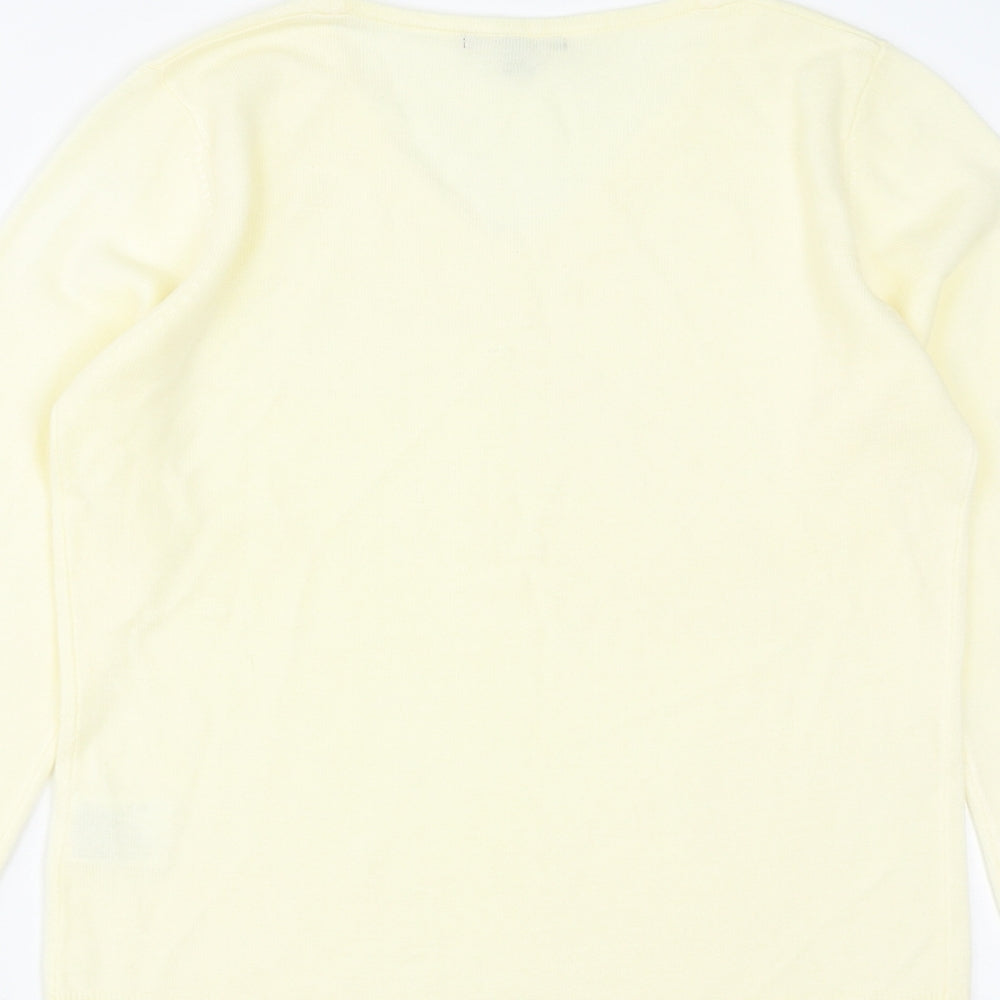 Debbie Morgan Womens Yellow V-Neck  Acrylic Pullover Jumper Size S