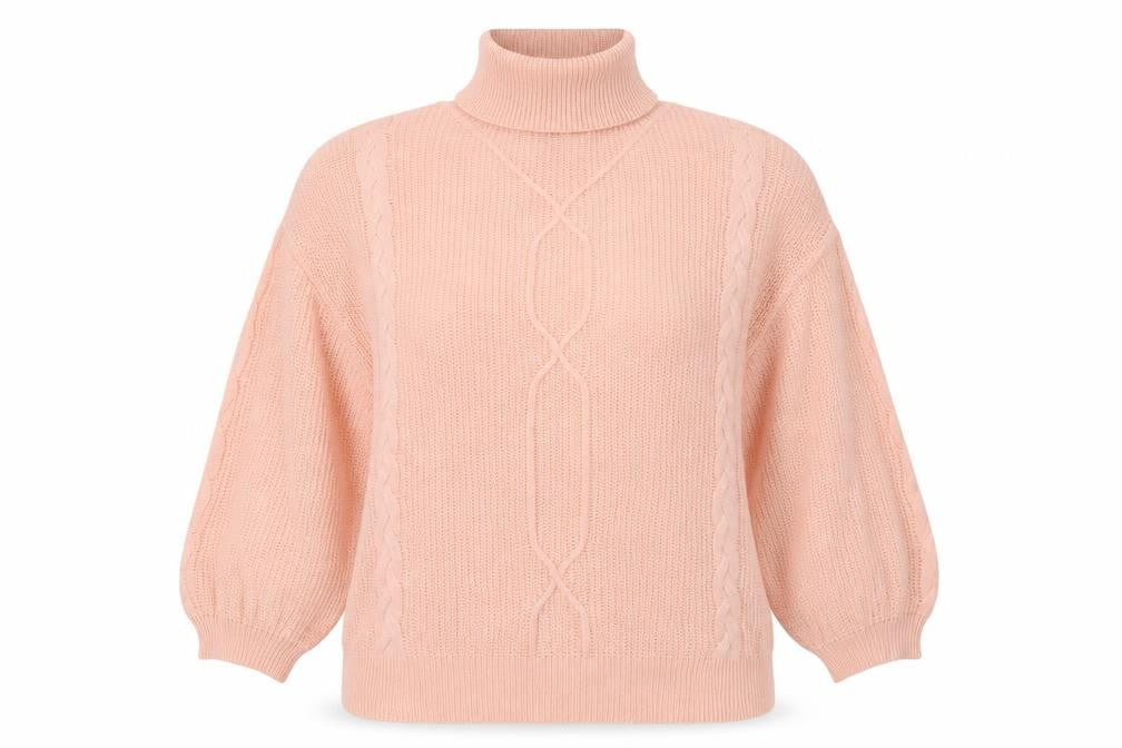 SheIn Womens Pink Roll Neck  Acrylic Pullover Jumper Size S