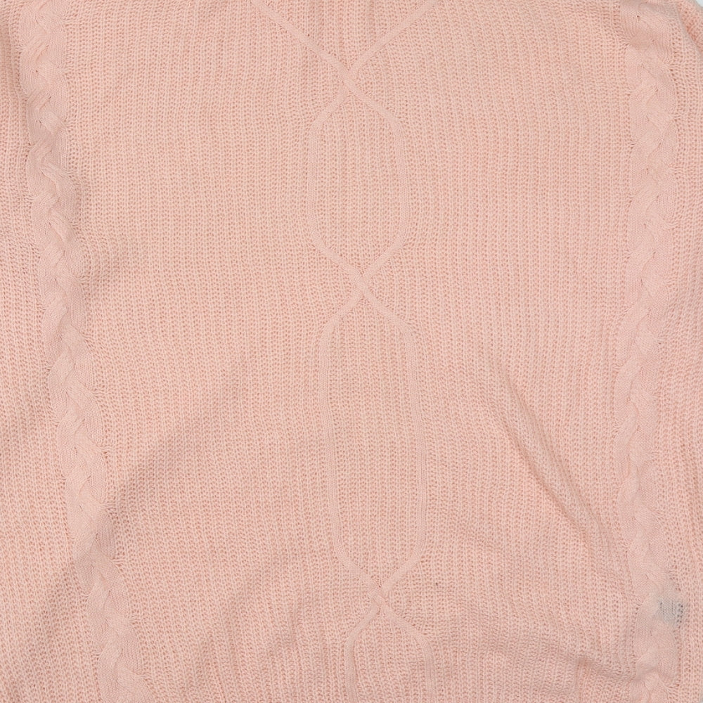 SheIn Womens Pink Roll Neck  Acrylic Pullover Jumper Size S