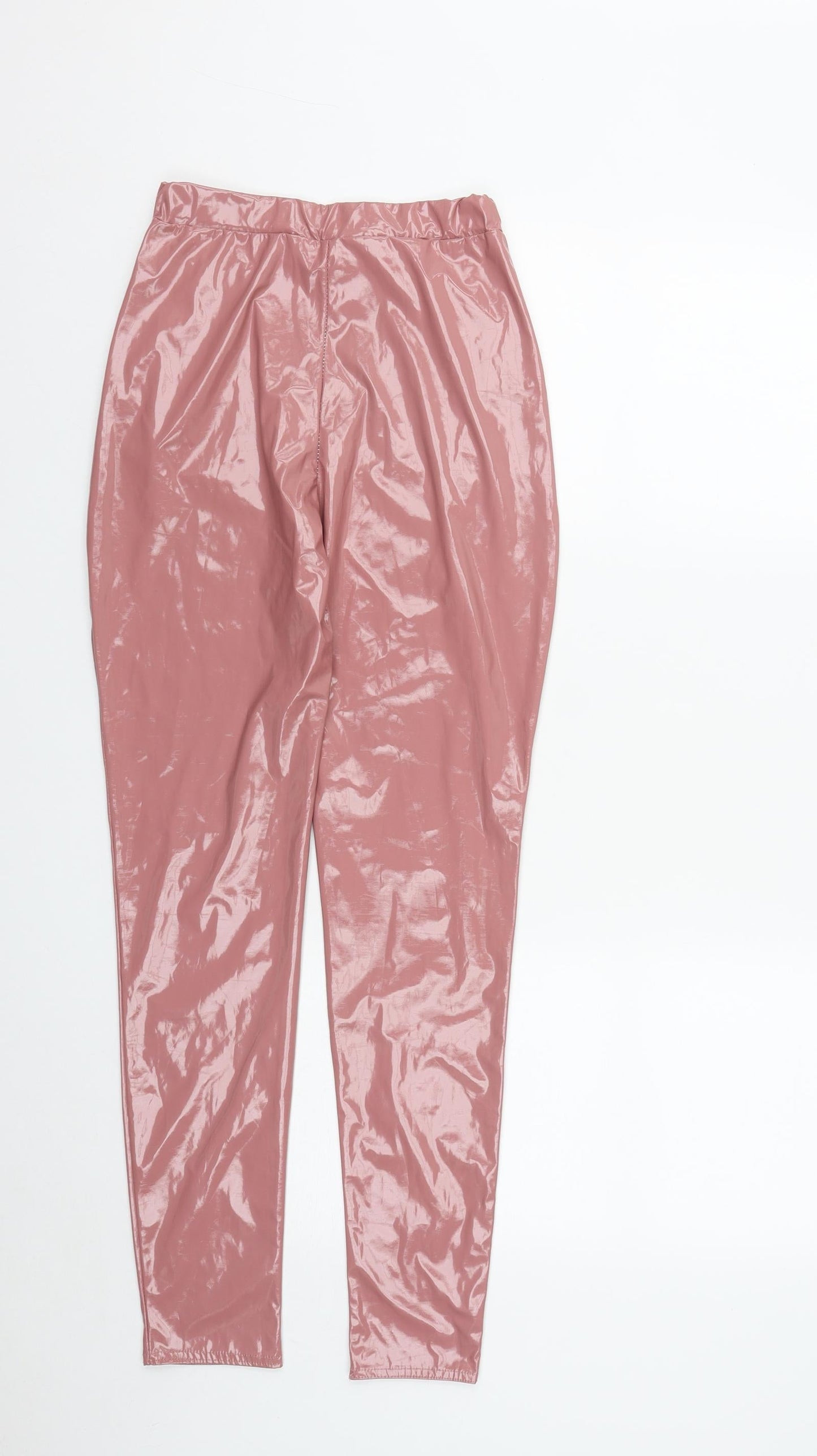 PRETTYLITTLETHING Womens Pink  Polyester Jegging Leggings Size 4 L27 in