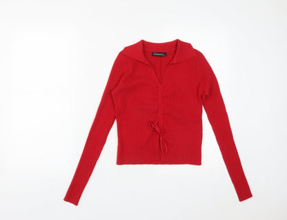 Preloved CCG Perfect Womens Red Collared  Viscose Pullover Jumper Size L - Front