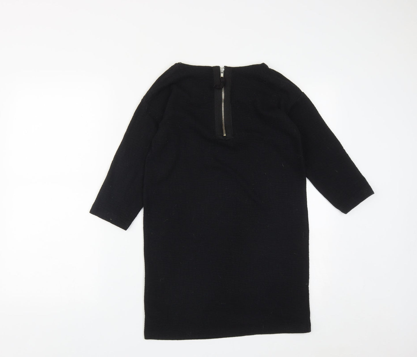 Internacionale Womens Black  Cotton A-Line  Size 8  Round Neck Zip
