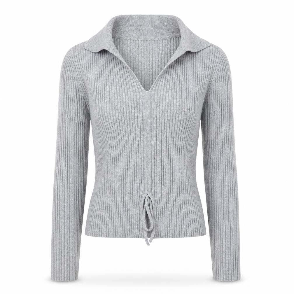 CCG Perfect Womens Grey Collared  Viscose Pullover Jumper Size L