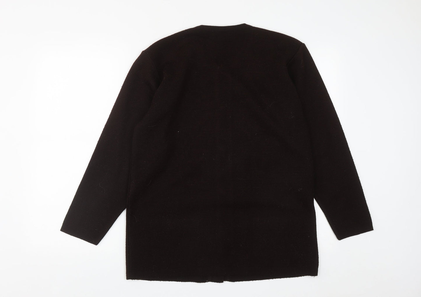 Paramour Womens Brown Round Neck Floral Acrylic Cardigan Jumper Size M