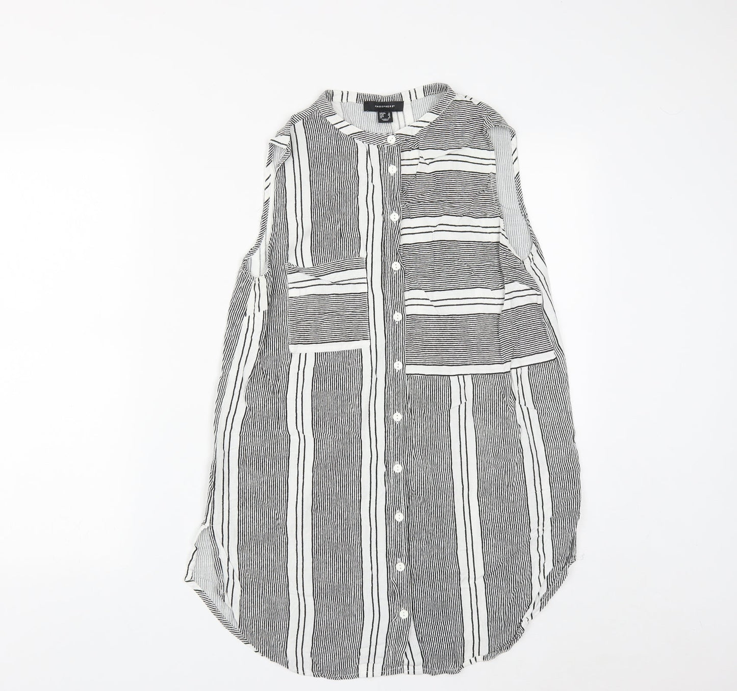 Atmosphere Womens Multicoloured Striped Viscose Basic Button-Up Size 10 Round Neck