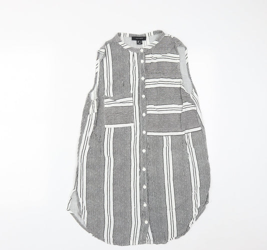 Atmosphere Womens Multicoloured Striped Viscose Basic Button-Up Size 10 Round Neck