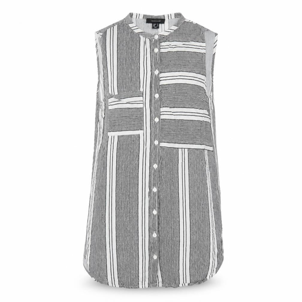 Atmosphere Womens Multicoloured Striped Viscose Basic Button-Up Size 10 Round Neck