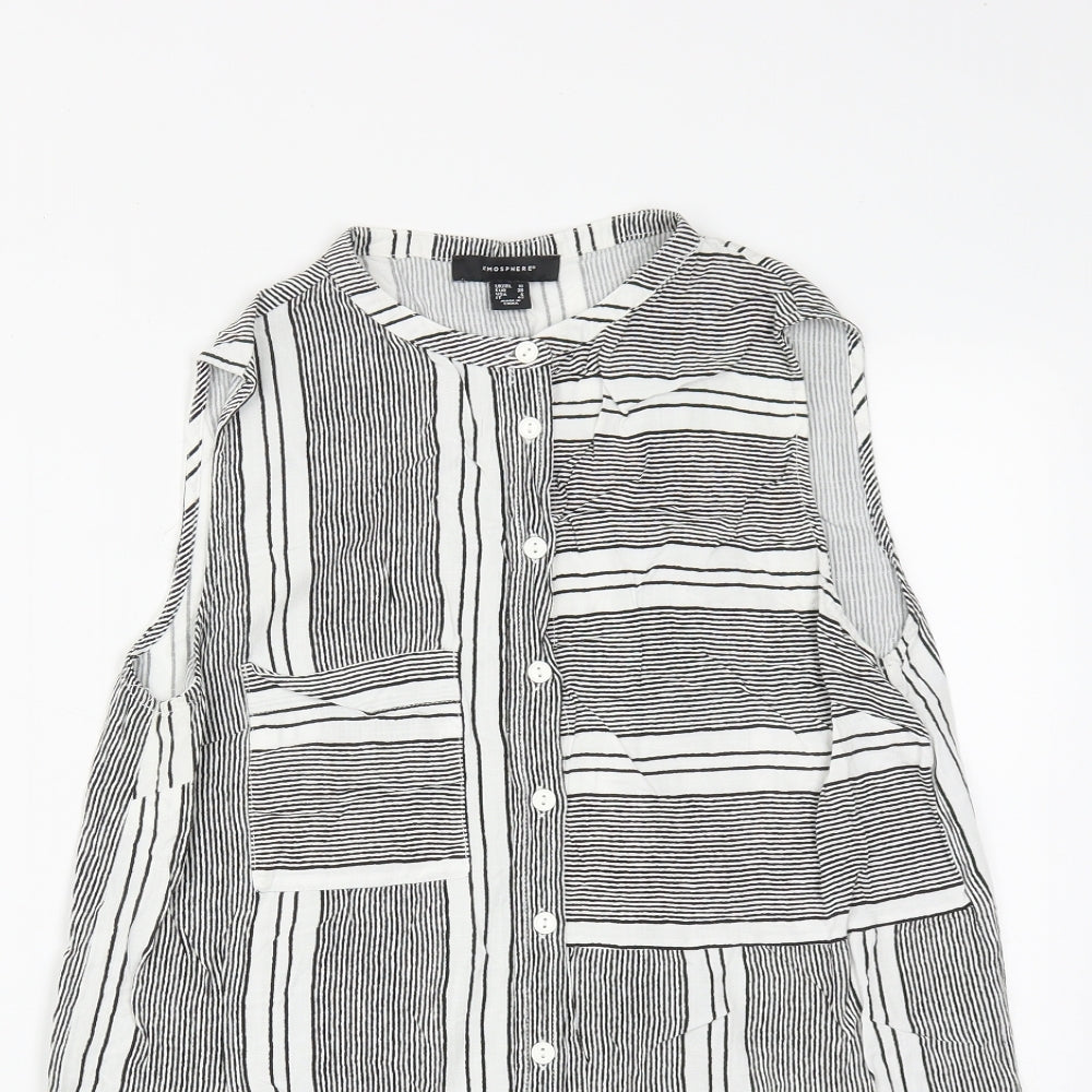 Atmosphere Womens Multicoloured Striped Viscose Basic Button-Up Size 10 Round Neck