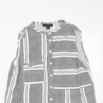 Atmosphere Womens Multicoloured Striped Viscose Basic Button-Up Size 10 Round Neck