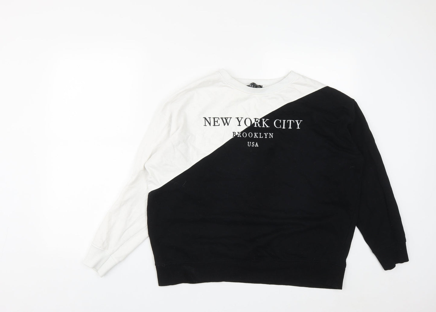 New Look Womens Black  Cotton Pullover Sweatshirt Size S
