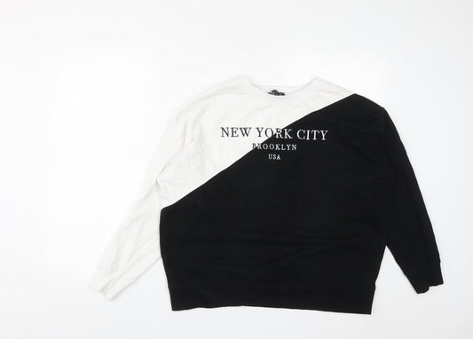 New Look Womens Black  Cotton Pullover Sweatshirt Size S