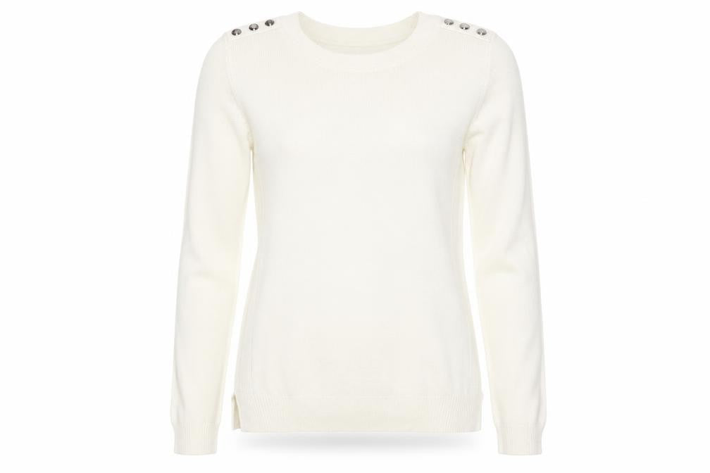 Primark Womens White Round Neck  Acrylic Pullover Jumper Size 4