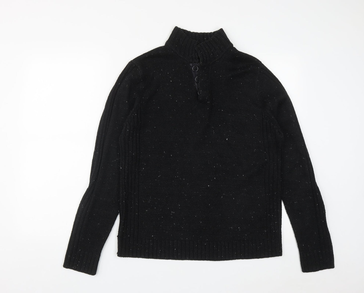 Cedar Wood State Mens Black High Neck  Acrylic Pullover Jumper Size L