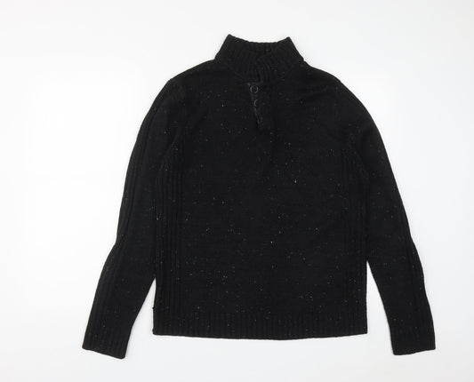 Cedar Wood State Mens Black High Neck  Acrylic Pullover Jumper Size L