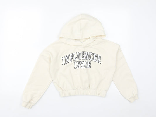 Jeff&Co Girls White  Cotton Pullover Hoodie Size 11-12 Years
