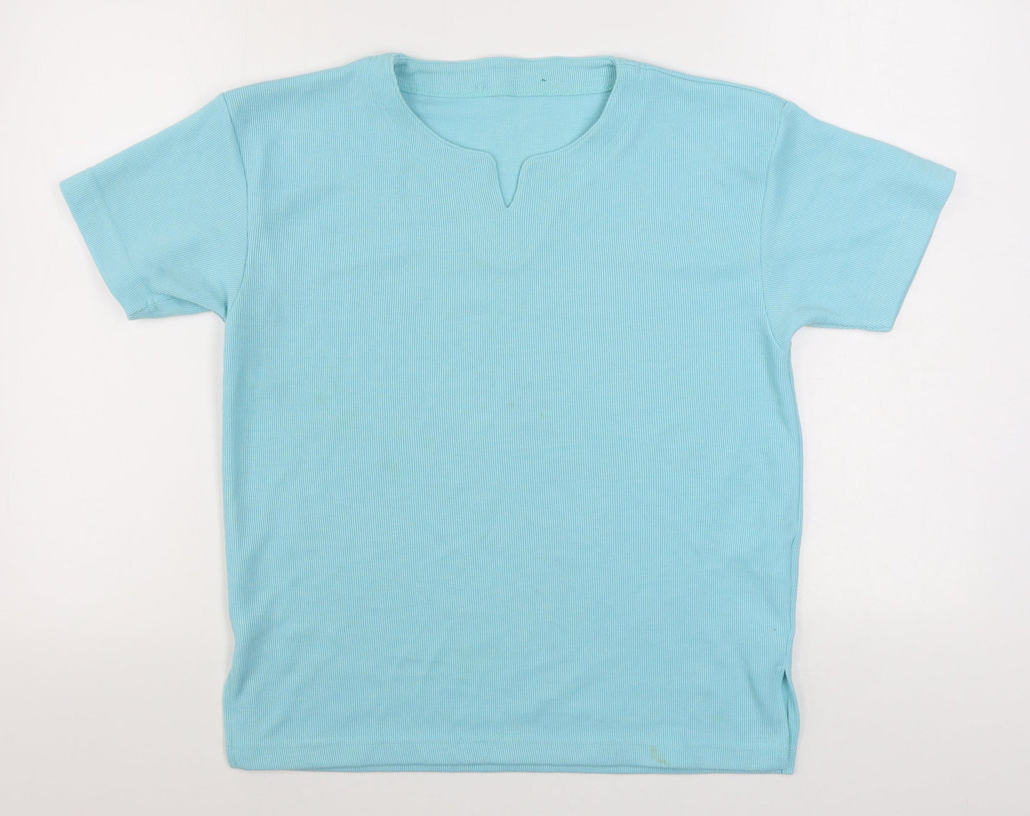 Preworn Womens Blue  Polyester Basic T-Shirt Size S V-Neck