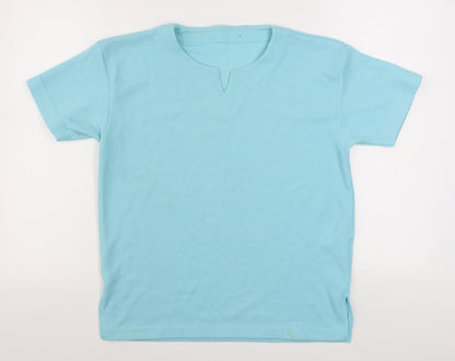 Preworn Womens Blue  Polyester Basic T-Shirt Size S V-Neck