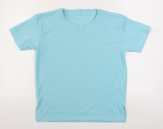 Preworn Womens Blue  Polyester Basic T-Shirt Size S V-Neck