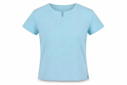Preworn Womens Blue  Polyester Basic T-Shirt Size S V-Neck
