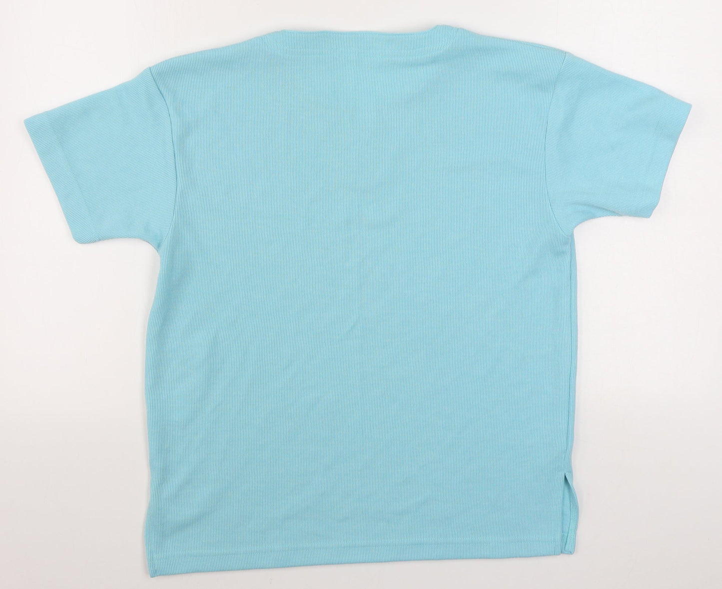 Preworn Womens Blue  Polyester Basic T-Shirt Size S V-Neck